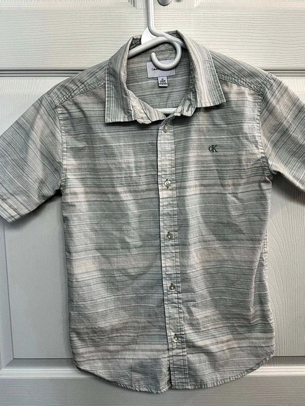 Calvin Klein Jeans Boy’s Striped Short Sleeve Shirt Size Medium Like New